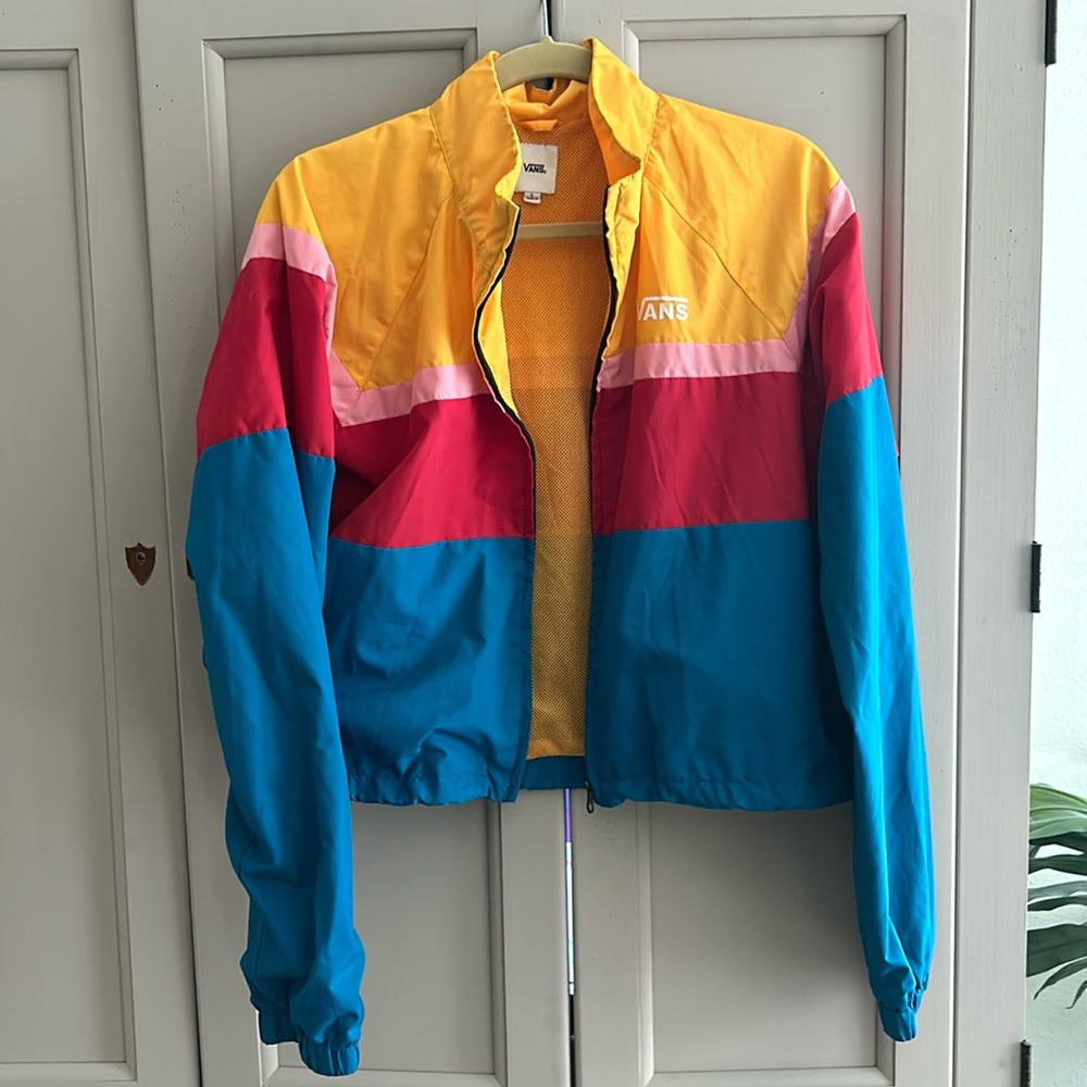 Vans Zip-Up Multicolor Crop Jacket Sz L
